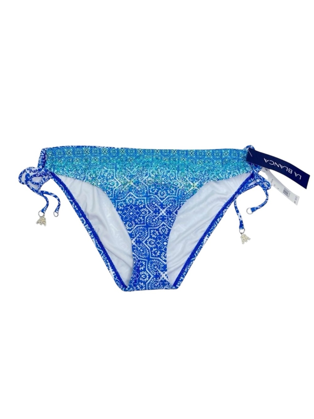 NEW La Blanca Blue Teal Tropical Beach Pool Swim Bottoms, Size 10